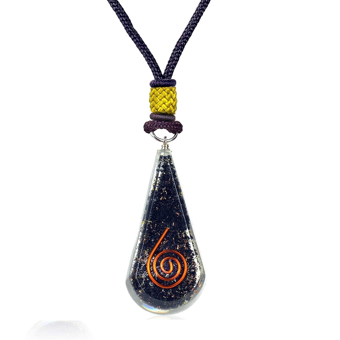 Black Tourmaline Chakra Orgonite Drop Pendant for Chakra Balance Deep Meditation Inner Mind Healing Empowerment, Powerful Orgone Energy Generator & Reiki Healing Protection Pendant