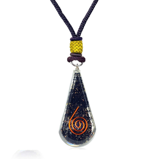 Black Tourmaline Chakra Orgonite Drop Pendant for Chakra Balance Deep Meditation Inner Mind Healing Empowerment, Powerful Orgone Energy Generator & Reiki Healing Protection Pendant