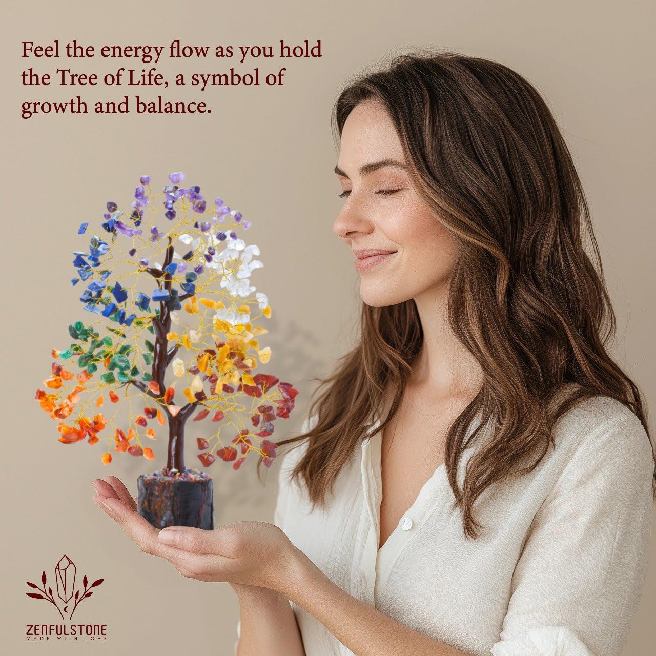 7 Chakra Crystal Tree for Home Decor, Good Luck Birthday Gifts for Her, Mom | Crystal Tree of Life Presents for Women, Bonsai Tree Ornaments for Decoration, New Home-Housewarming Gifts for Positivity