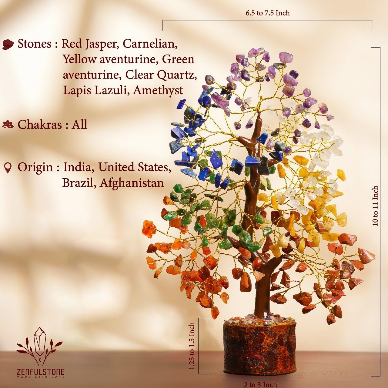 7 Chakra Crystal Tree for Home Decor, Good Luck Birthday Gifts for Her, Mom | Crystal Tree of Life Presents for Women, Bonsai Tree Ornaments for Decoration, New Home-Housewarming Gifts for Positivity