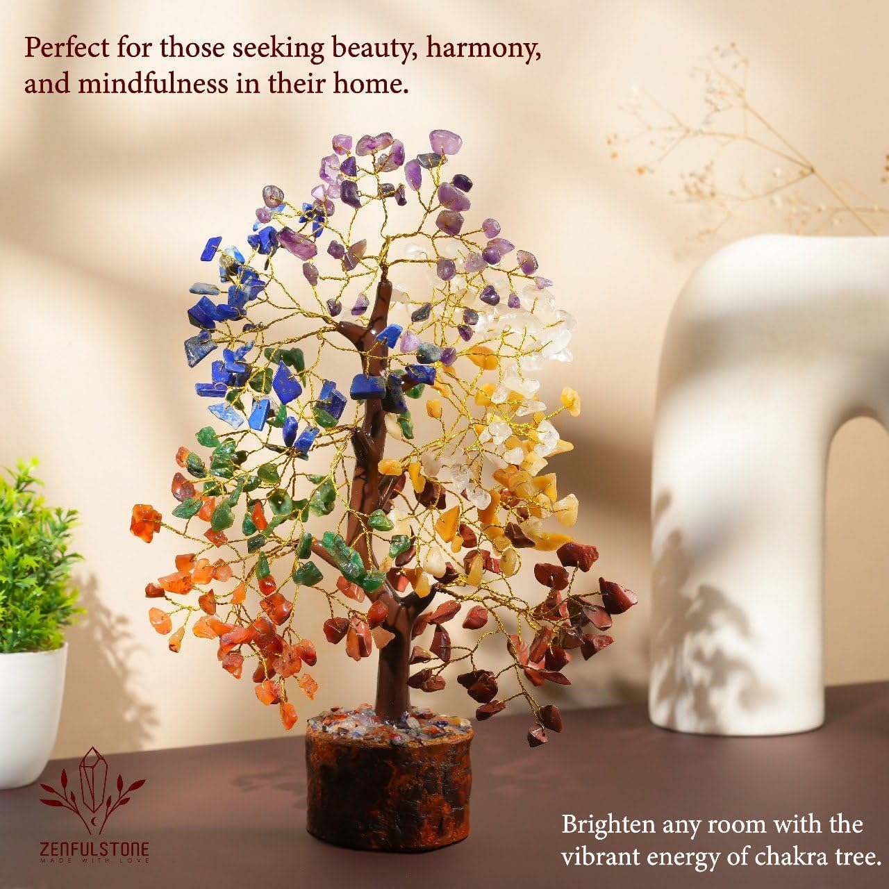 7 Chakra Crystal Tree for Home Decor, Good Luck Birthday Gifts for Her, Mom | Crystal Tree of Life Presents for Women, Bonsai Tree Ornaments for Decoration, New Home-Housewarming Gifts for Positivity