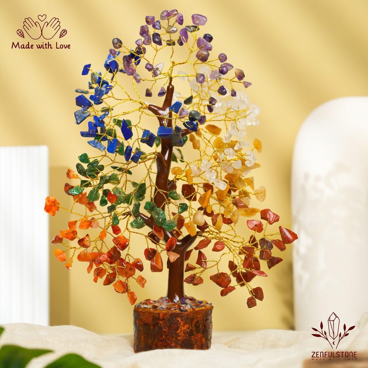 7 Chakra Crystal Tree for Home Decor, Good Luck Birthday Gifts for Her, Mom | Crystal Tree of Life Presents for Women, Bonsai Tree Ornaments for Decoration, New Home-Housewarming Gifts for Positivity