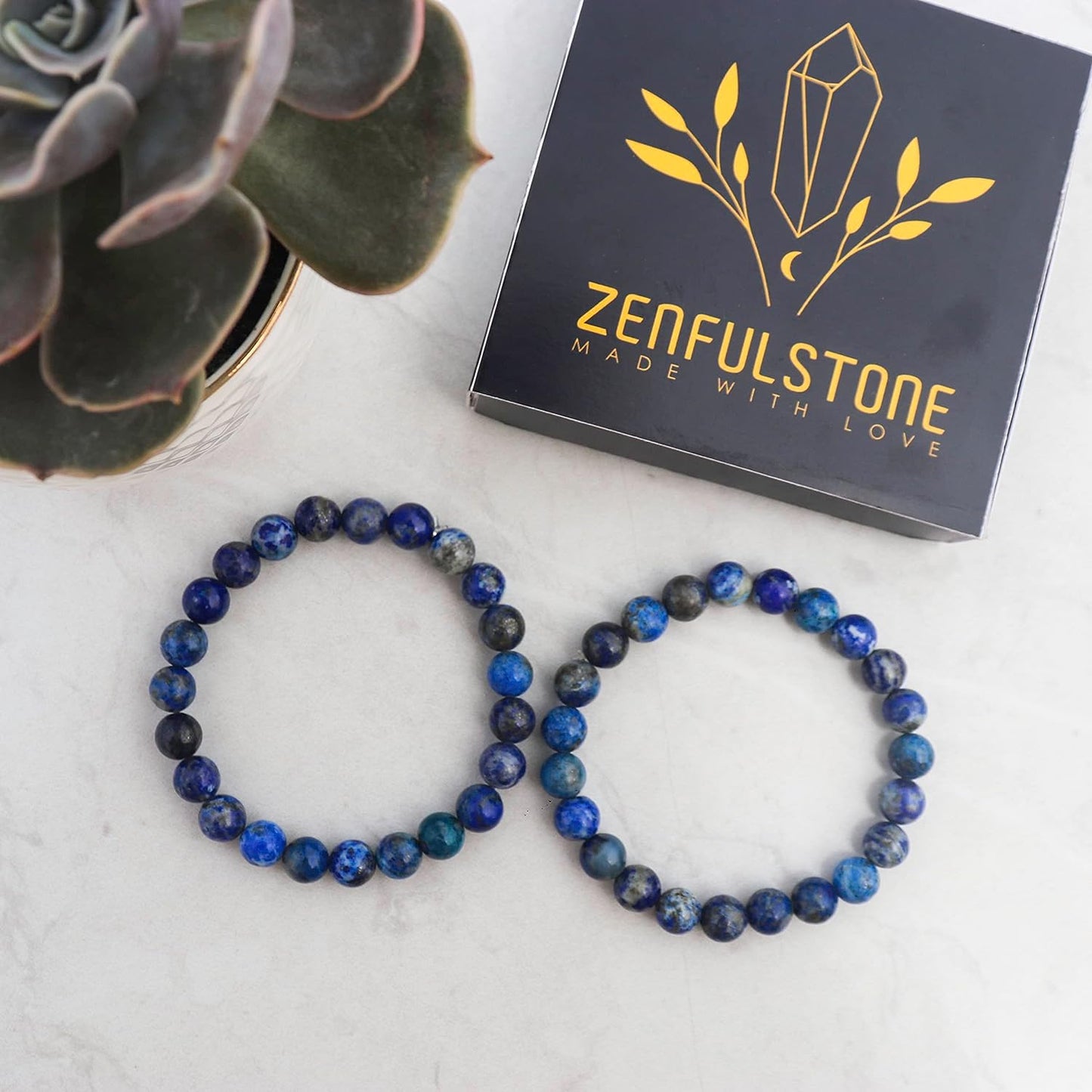 Lapis Lazuli crystal Bracelet for Wisdom and Creativity | Natural Gemstone Reiki Healing Crystals Handmade 8mm Round Beads Stretch Bracelet for Women & Men | Spiritual Gift for her