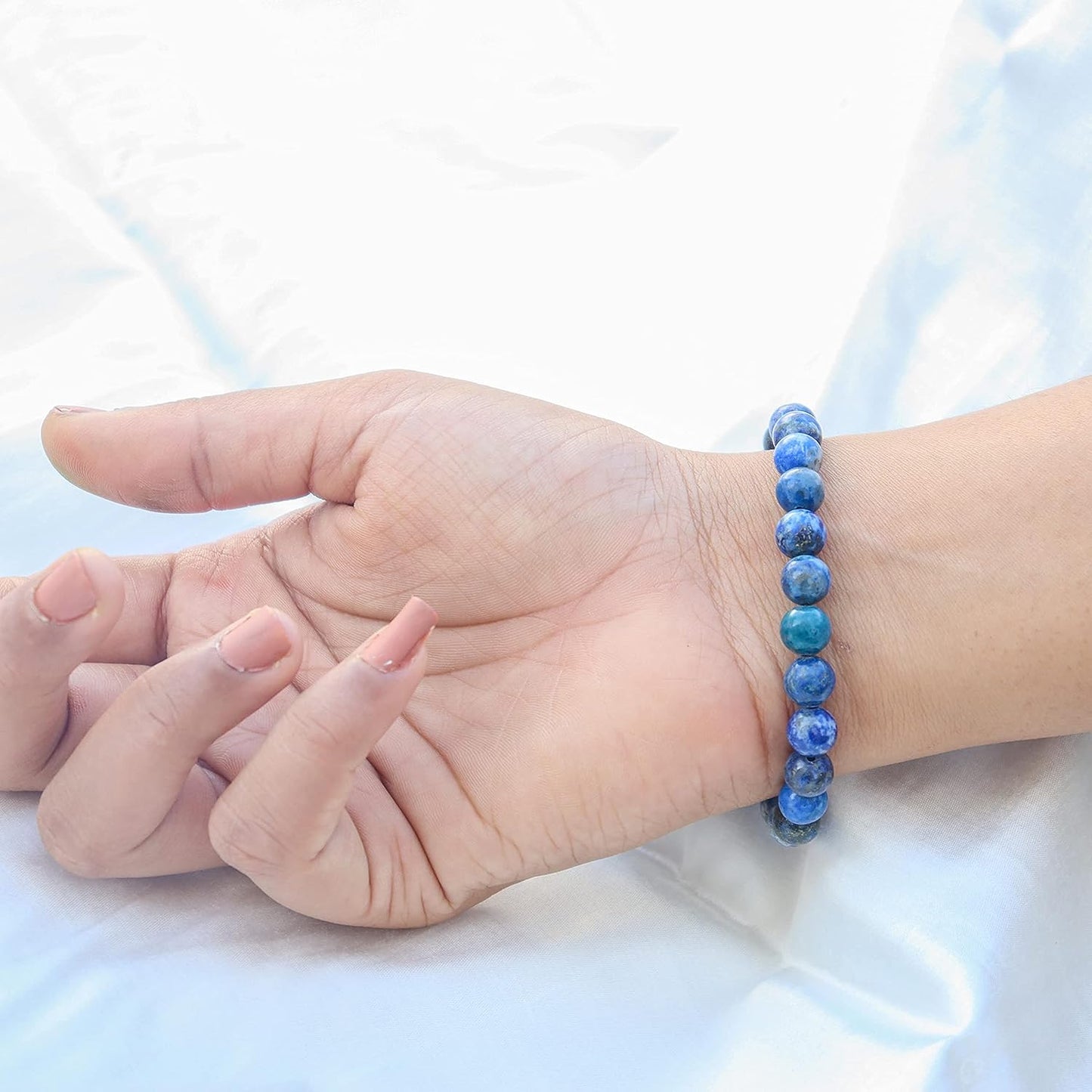 Lapis Lazuli crystal Bracelet for Wisdom and Creativity | Natural Gemstone Reiki Healing Crystals Handmade 8mm Round Beads Stretch Bracelet for Women & Men | Spiritual Gift for her