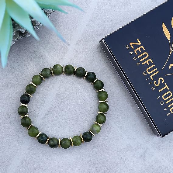 Green Jade Bracelet for Men Women Entrepreneur Business Luck, MONEY ATTRACTION Chakra Bracelets for Women, Bead Bracelets for Women, Maximum Money Wealth Abundance Bracelet, Prosperity Good Luck Feng Shui,