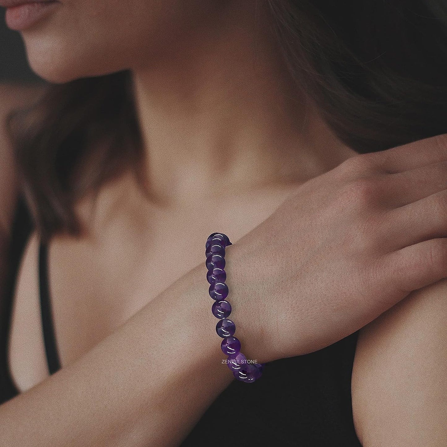 Amethyst Natural Gemstone Reiki Healing Crystals Handmade 8mm Round Beads Stretch Bracelet for Women & Men | Spiritual Gift | Mother's day Gift | Adjustable size Crystal Bracelet for Women