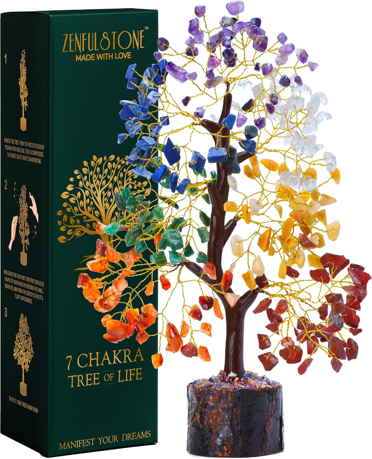 7 Chakra Crystal Tree for Home Decor, Good Luck Birthday Gifts for Her, Mom | Crystal Tree of Life Presents for Women, Bonsai Tree Ornaments for Decoration, New Home-Housewarming Gifts for Positivity