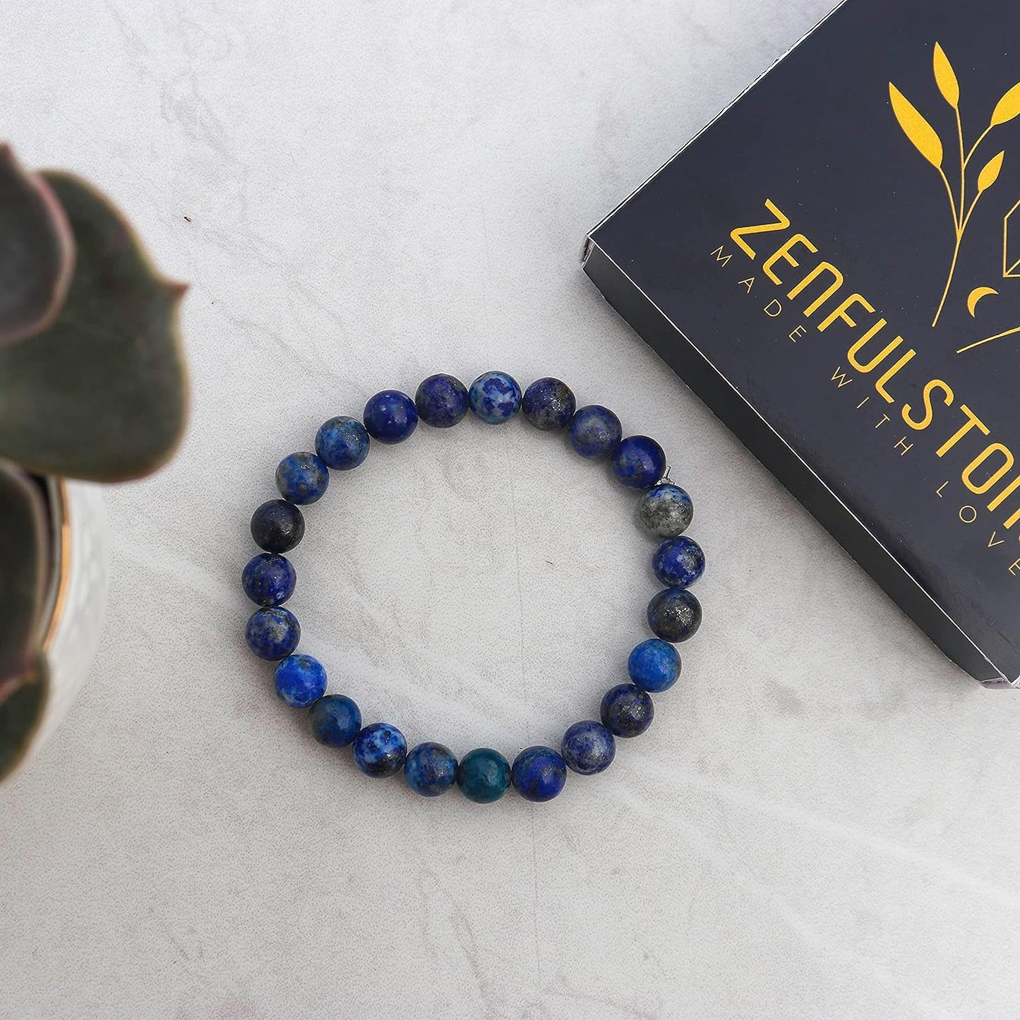 Lapis Lazuli crystal Bracelet for Wisdom and Creativity | Natural Gemstone Reiki Healing Crystals Handmade 8mm Round Beads Stretch Bracelet for Women & Men | Spiritual Gift for her