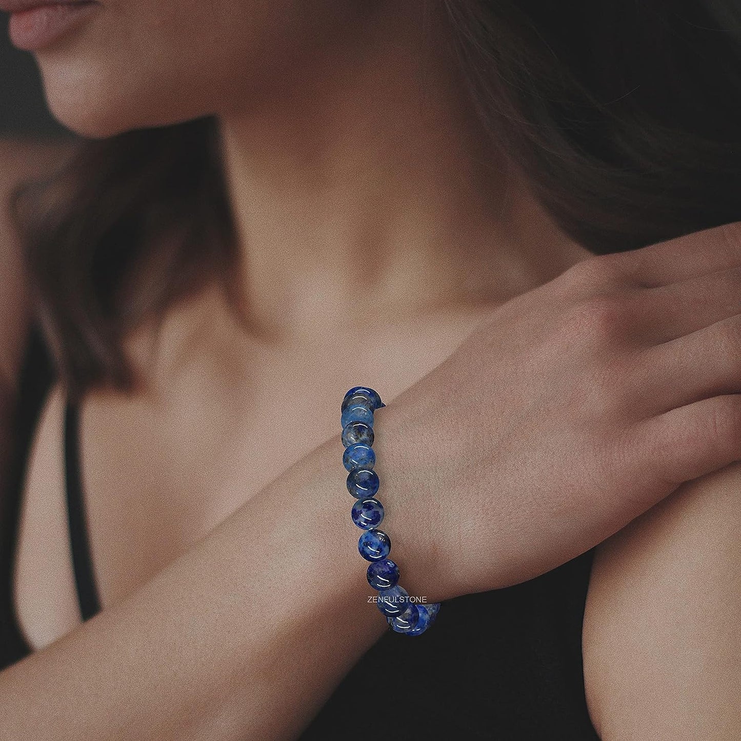 Lapis Lazuli crystal Bracelet for Wisdom and Creativity | Natural Gemstone Reiki Healing Crystals Handmade 8mm Round Beads Stretch Bracelet for Women & Men | Spiritual Gift for her