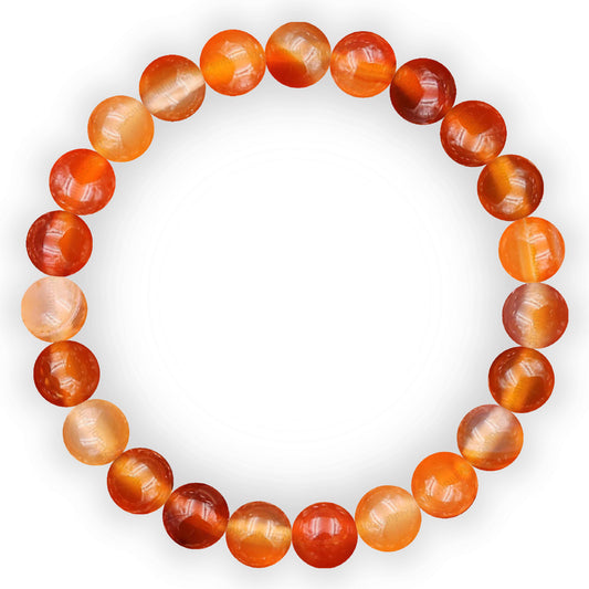 Carnelian Natural Gemstone Reiki Healing Crystals Handmade 8mm Round Beads Stretch Bracelet for Women & Men | Spiritual Gift | Mother's day Gift | Adjustable size Crystal Bracelet for Women