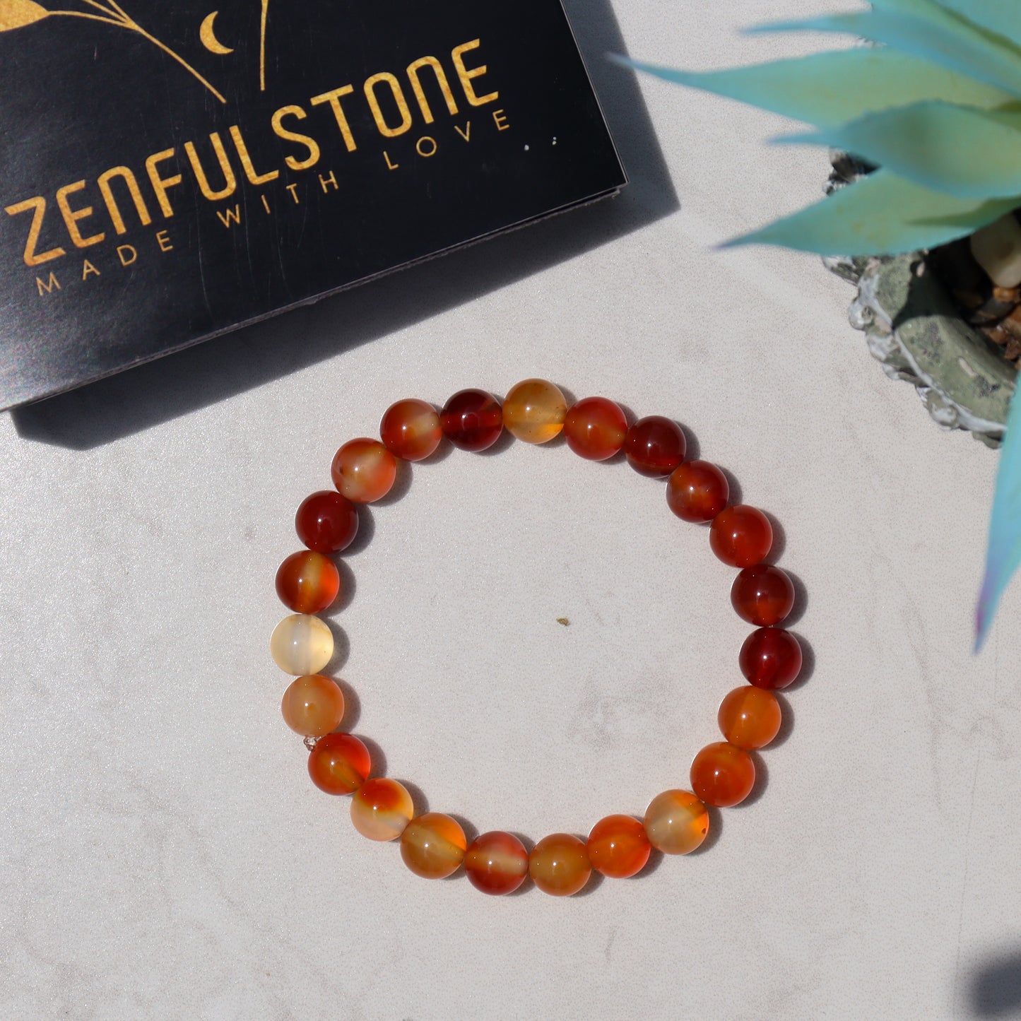 Carnelian Natural Gemstone Reiki Healing Crystals Handmade 8mm Round Beads Stretch Bracelet for Women & Men | Spiritual Gift | Mother's day Gift | Adjustable size Crystal Bracelet for Women