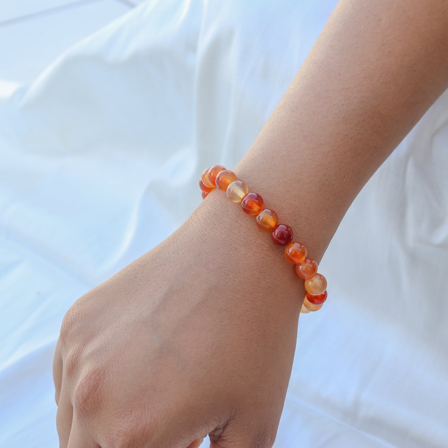 Carnelian Natural Gemstone Reiki Healing Crystals Handmade 8mm Round Beads Stretch Bracelet for Women & Men | Spiritual Gift | Mother's day Gift | Adjustable size Crystal Bracelet for Women
