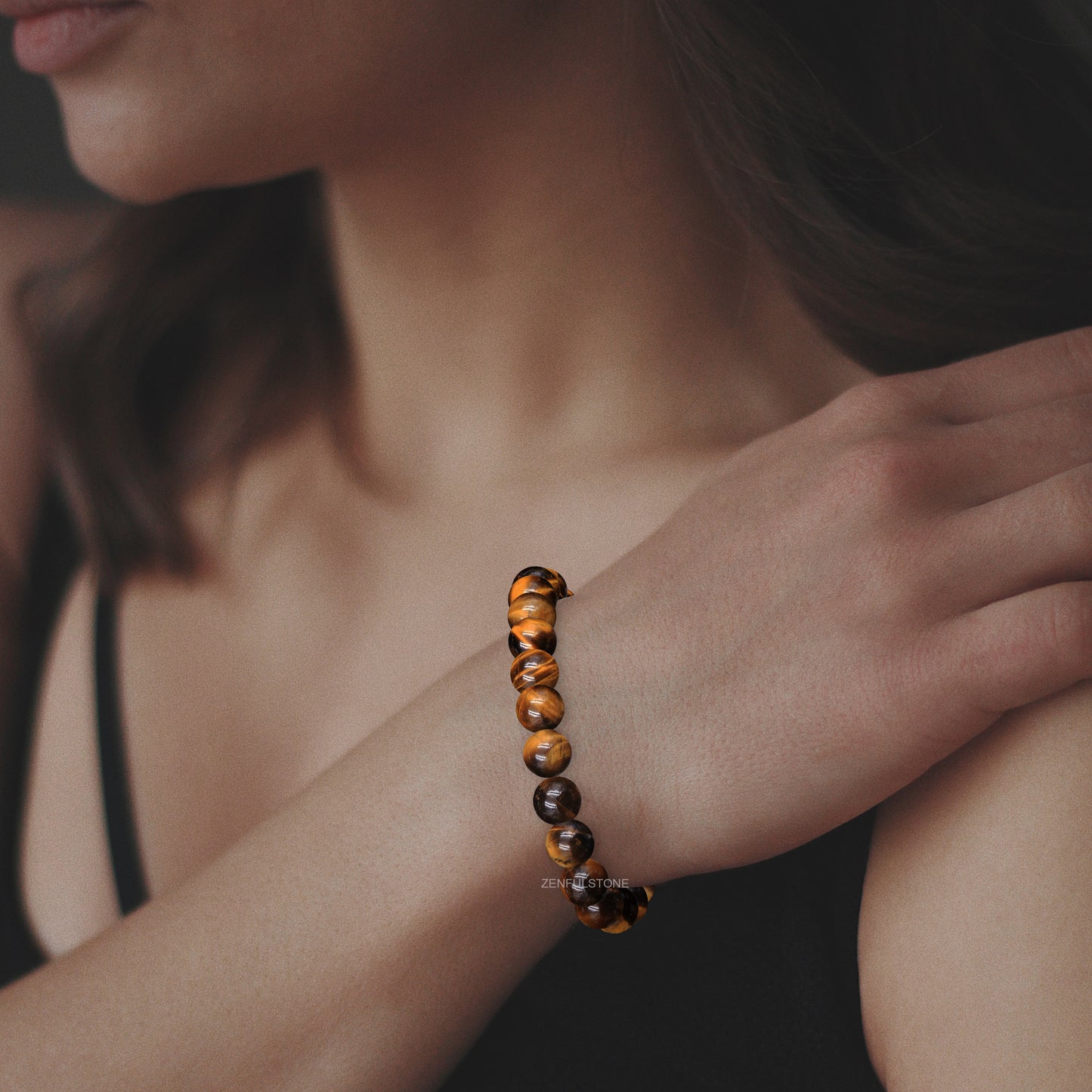Tiger Eye Natural Gemstone Reiki Healing Crystals Handmade 8mm Round Beads Stretch Bracelet for Women & Men | Spiritual Gift | Mother's day Gift | Adjustable size Crystal Bracelet for Women