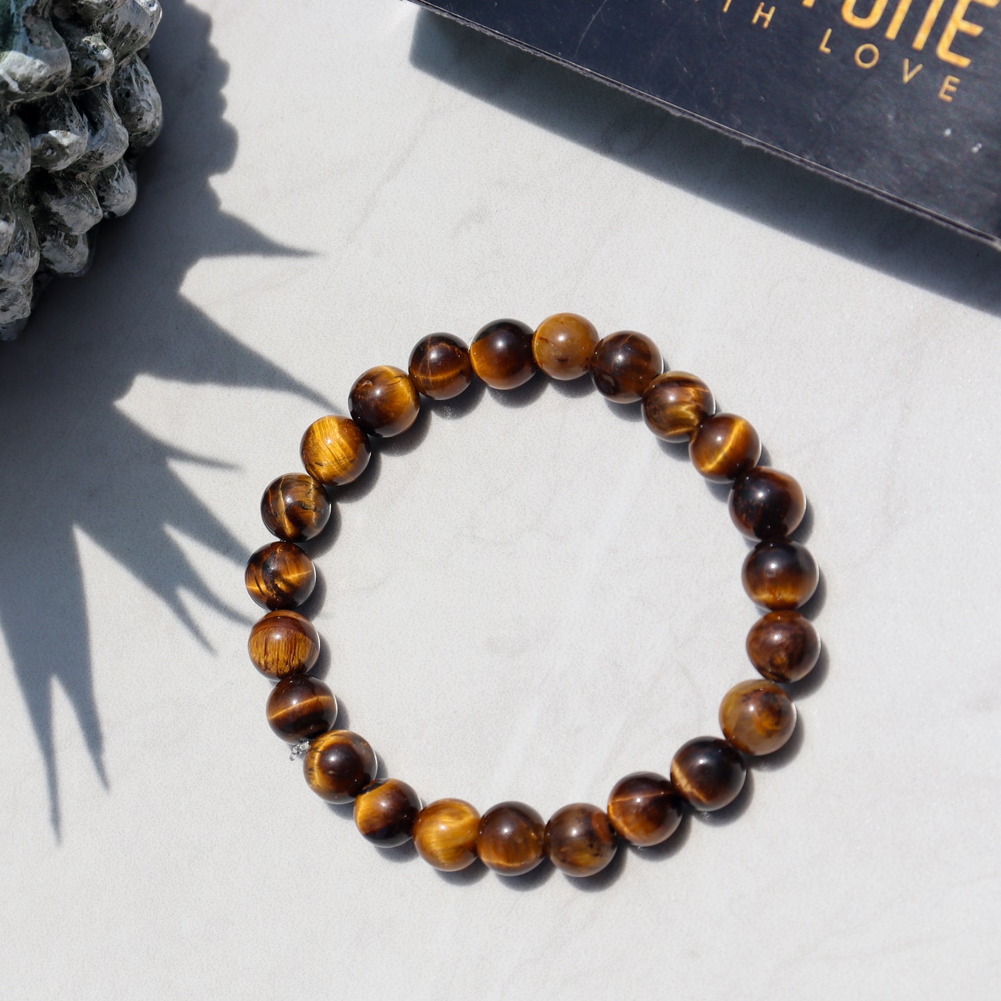 Tiger Eye Natural Gemstone Reiki Healing Crystals Handmade 8mm Round Beads Stretch Bracelet for Women & Men | Spiritual Gift | Mother's day Gift | Adjustable size Crystal Bracelet for Women