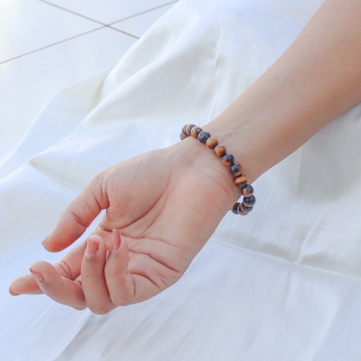 Tiger Eye Natural Gemstone Reiki Healing Crystals Handmade 8mm Round Beads Stretch Bracelet for Women & Men | Spiritual Gift | Mother's day Gift | Adjustable size Crystal Bracelet for Women