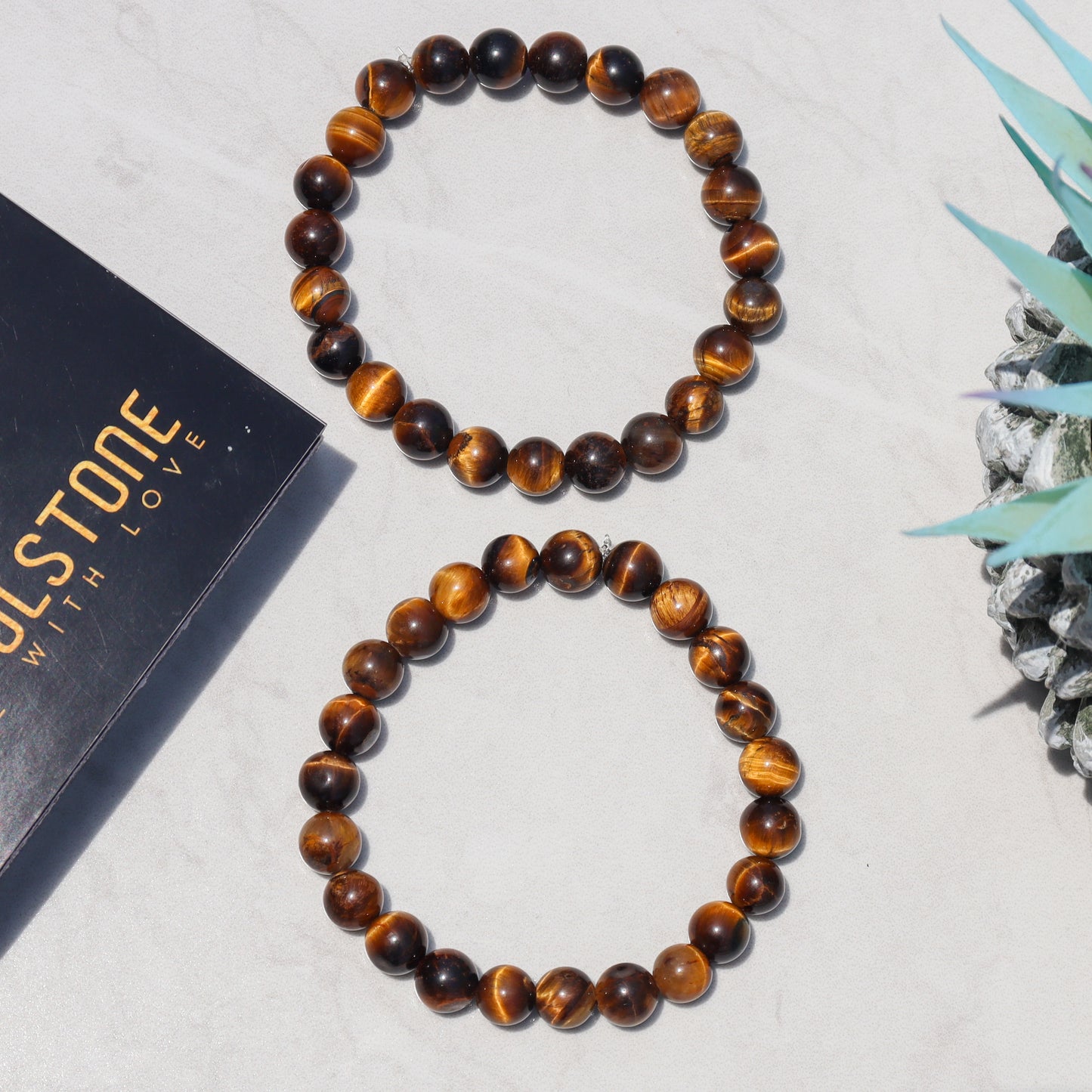 Tiger Eye Natural Gemstone Reiki Healing Crystals Handmade 8mm Round Beads Stretch Bracelet for Women & Men | Spiritual Gift | Mother's day Gift | Adjustable size Crystal Bracelet for Women