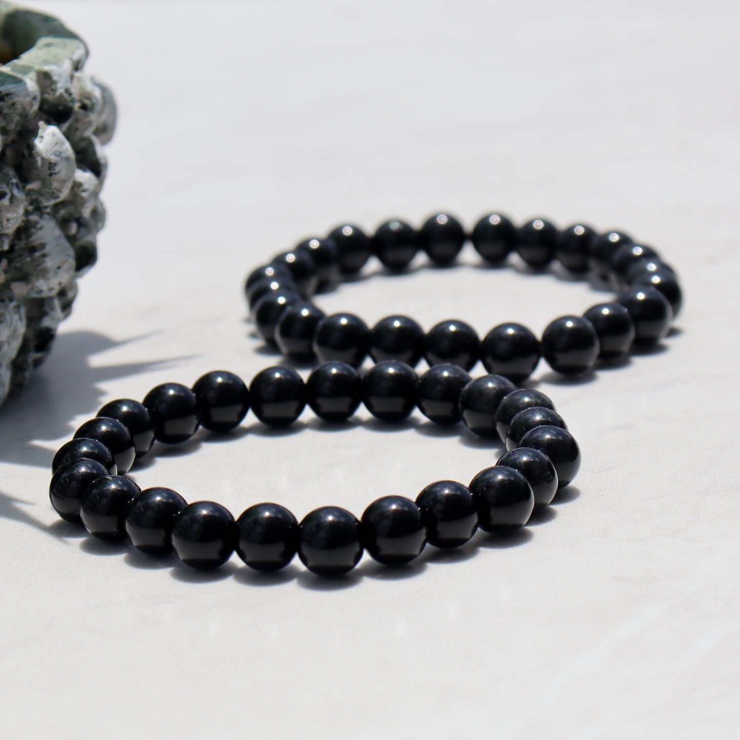 Black Tourmaline Natural Gemstone Reiki Healing Crystals Handmade 8mm Round Beads Stretch Bracelet for Women & Men | Spiritual Gift | Mother's day Gift | Adjustable size Crystal Bracelet for Women