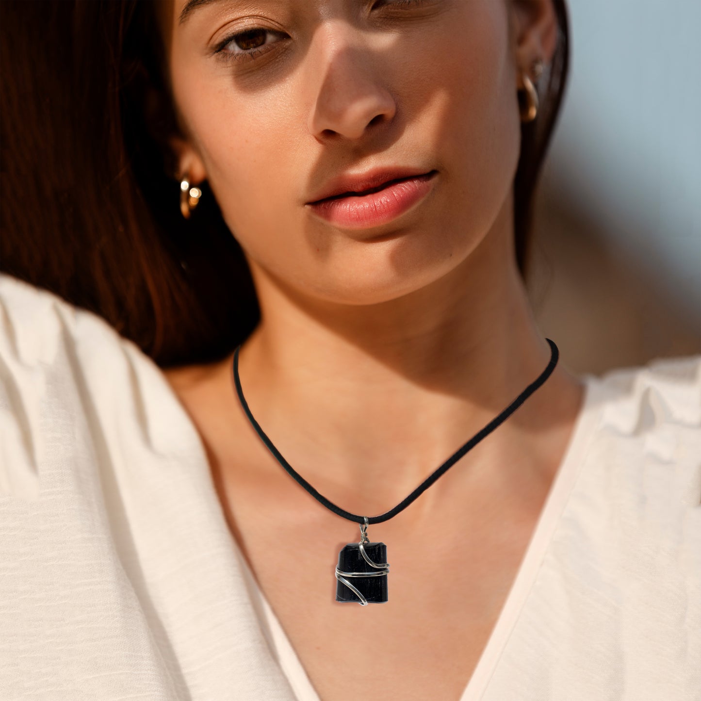 Black Tourmaline Crystal Pendant Necklace for Protection and grounding - Handmade & Ethically Sourced Raw Stone Necklace for Everyday Wear - Best Mother's Day Gift for her