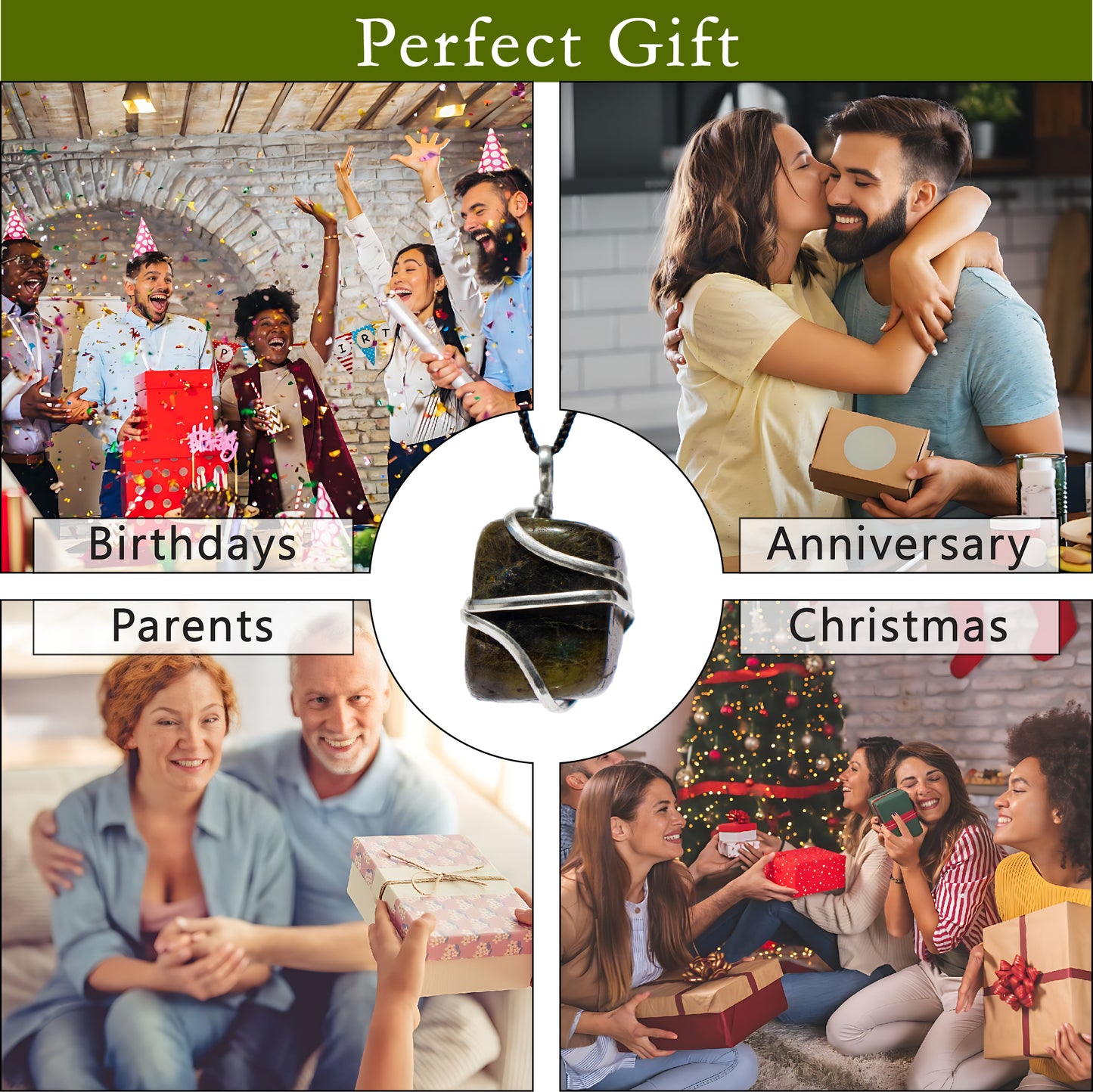 Labradorite Crystal Pendant Necklace for Inner Transformation and self-Discovery - Handmade & Ethically Sourced Raw Stone Necklace for Protection - Best Mother's Day Gift for her