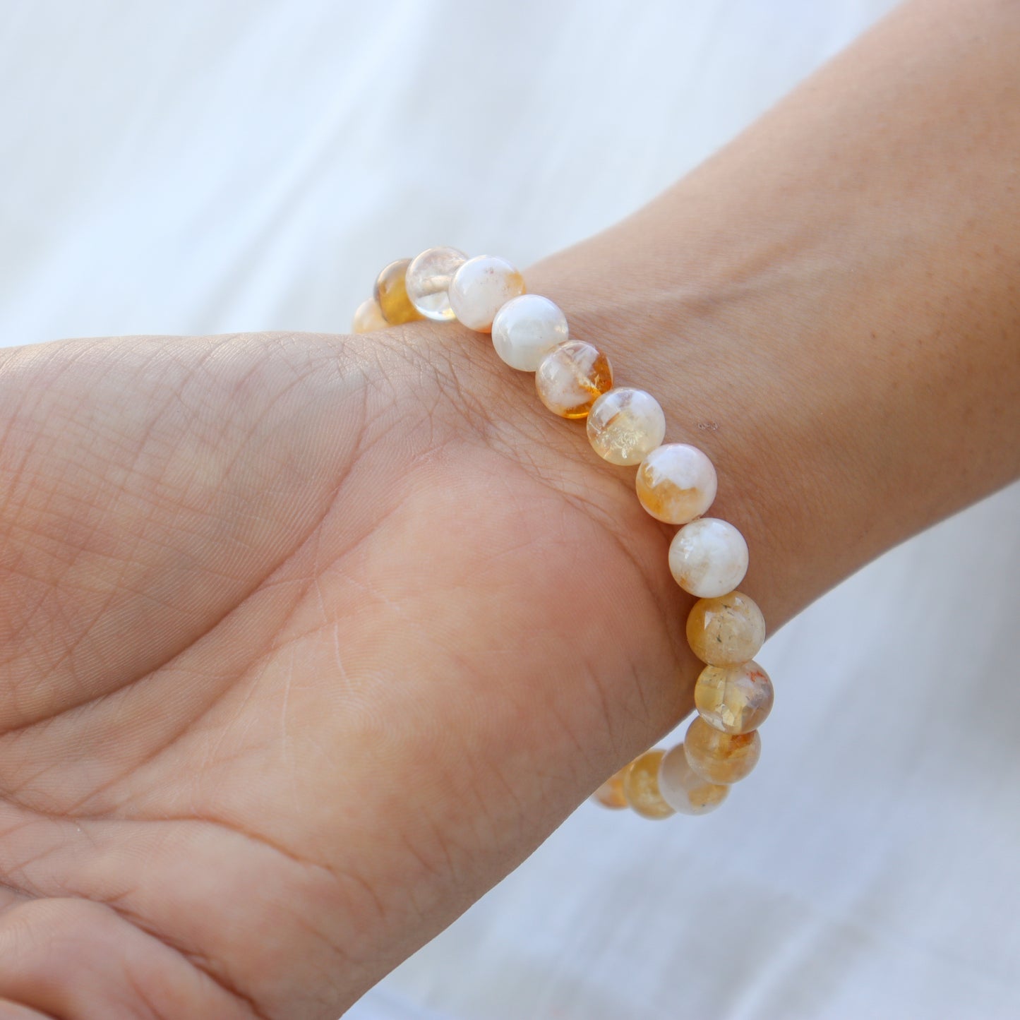 Citrine Natural Gemstone Reiki Healing Crystals Handmade 8mm Round Beads Stretch Bracelet for Women & Men | Spiritual Gift | Mother's day Gift | Adjustable size Crystal Bracelet for Women