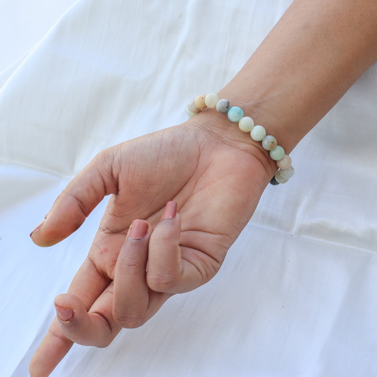 Amazonite Natural Gemstone Reiki Healing Crystals Handmade 8mm Round Beads Stretch Bracelet for Women & Men | Spiritual Gift | Mother's day Gift | Adjustable size Crystal Bracelet for Women