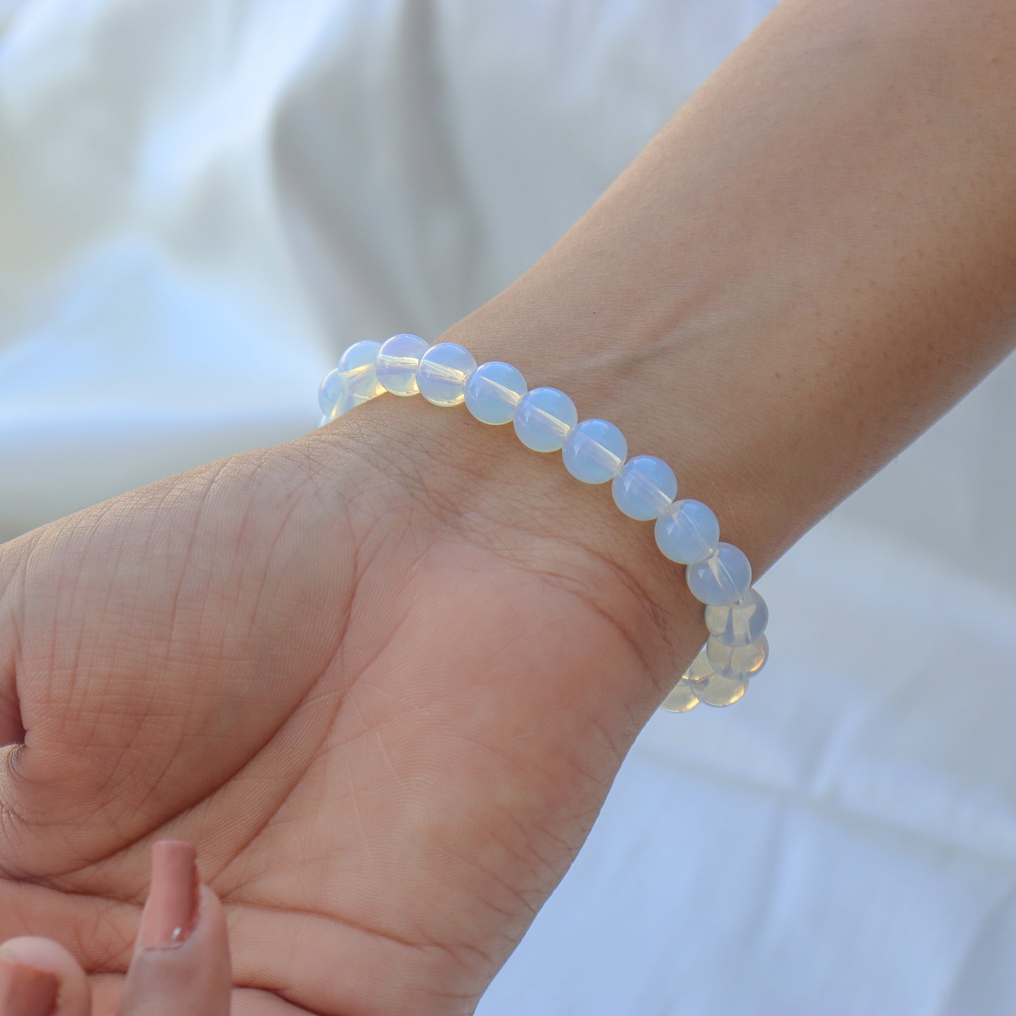 Opalite Natural Gemstone Reiki Healing Crystals Handmade 8mm Round Beads Stretch Bracelet for Women & Men | Spiritual Gift | Mother's day Gift | Adjustable size Crystal Bracelet for Women
