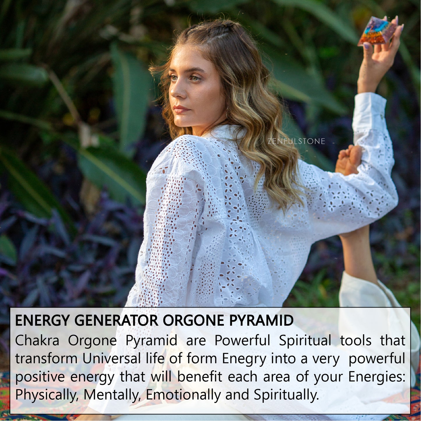 7 Chakra Orgone Pyramid, Necklace & Bracelet Healing Gift Set