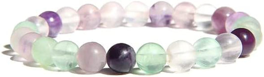 Fluorite Natural Gemstone Reiki Healing Crystals Handmade 8mm Round Beads Stretch Bracelet for Women & Men | Spiritual Gift | Mother's day Gift | Adjustable size Crystal Bracelet for Women