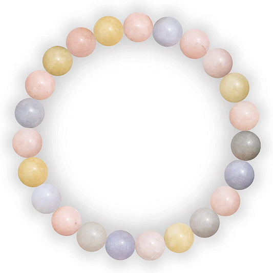Morgonite Natural Gemstone Reiki Healing Crystals Handmade 8mm Round Beads Stretch Bracelet for Women & Men | Spiritual Gift | Mother's day Gift | Adjustable size Crystal Bracelet for Women