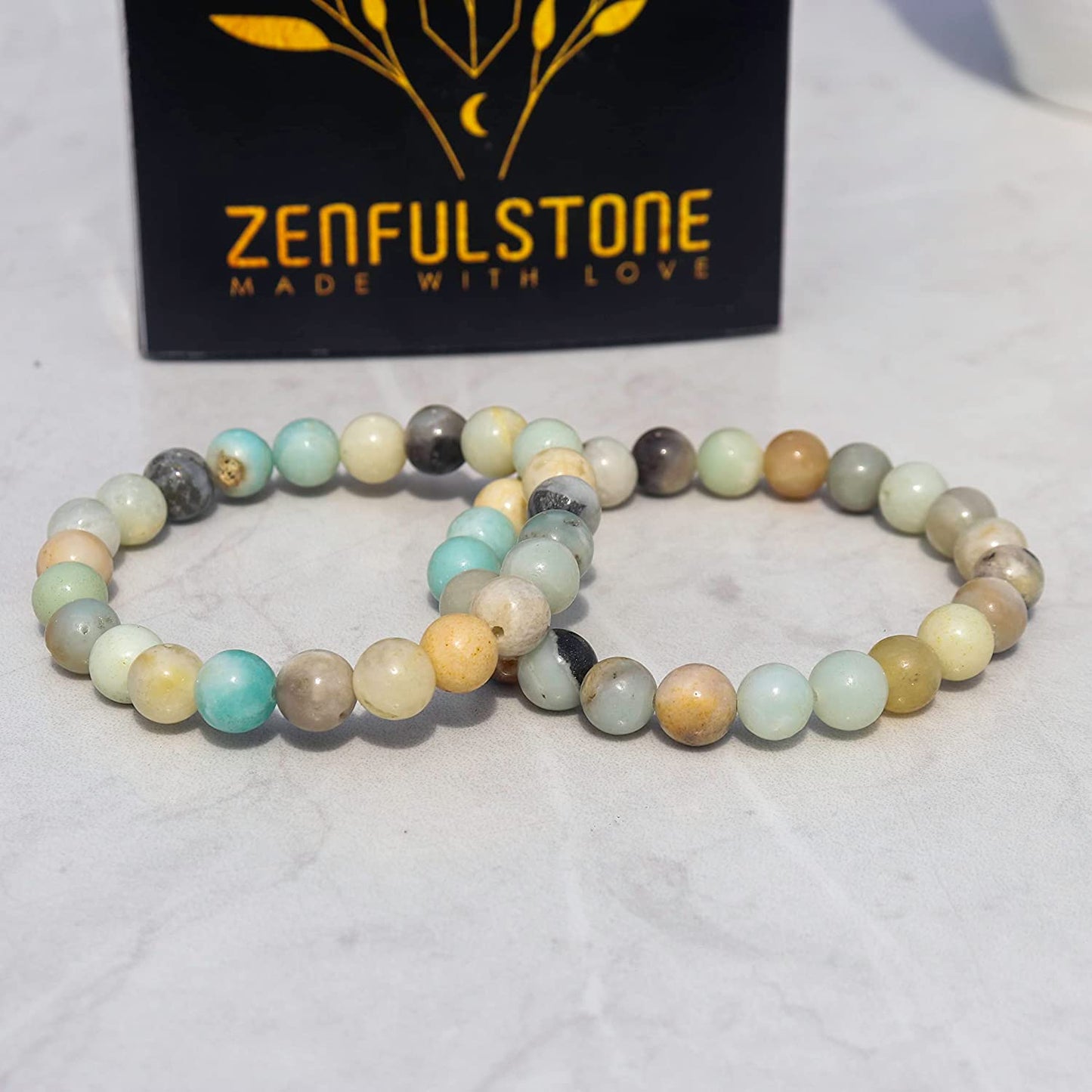 Amazonite Natural Gemstone Reiki Healing Crystals Handmade 8mm Round Beads Stretch Bracelet for Women & Men | Spiritual Gift | Mother's day Gift | Adjustable size Crystal Bracelet for Women