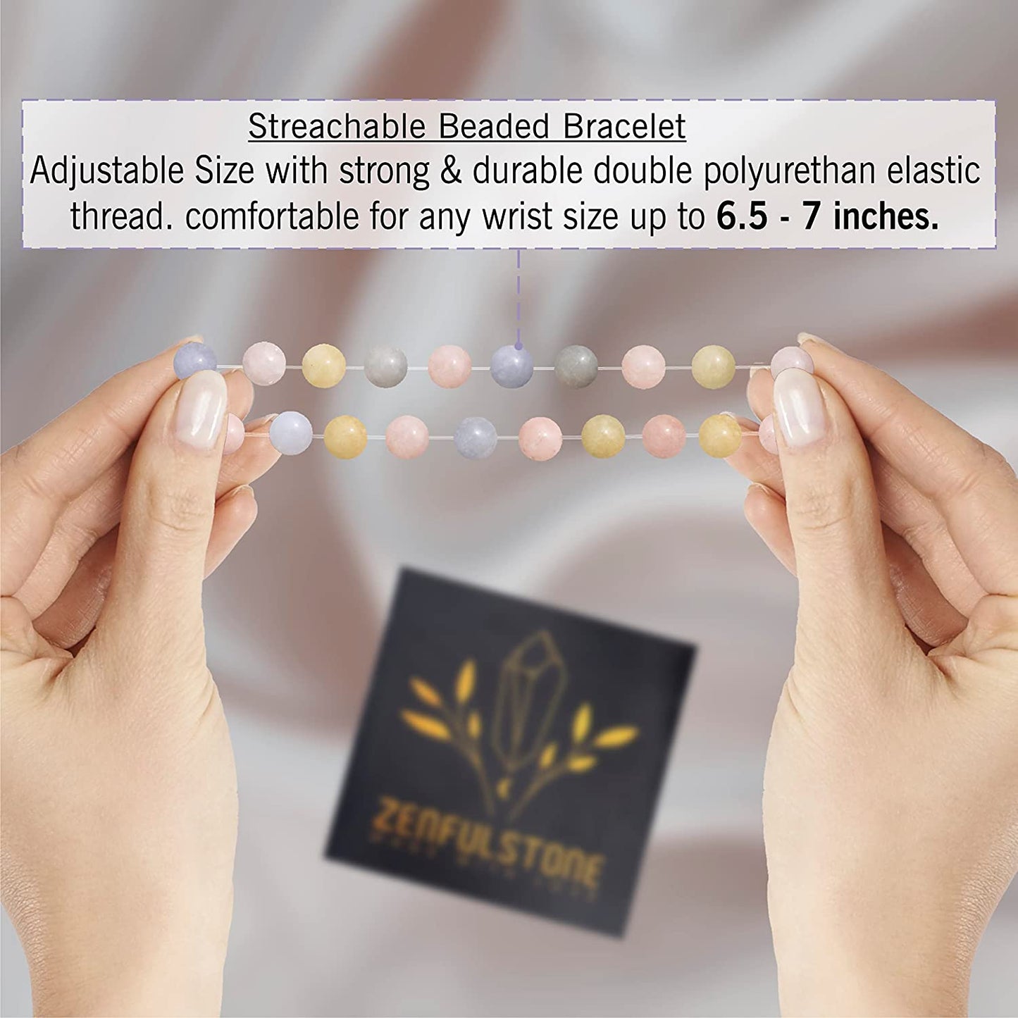 Morgonite Natural Gemstone Reiki Healing Crystals Handmade 8mm Round Beads Stretch Bracelet for Women & Men | Spiritual Gift | Mother's day Gift | Adjustable size Crystal Bracelet for Women