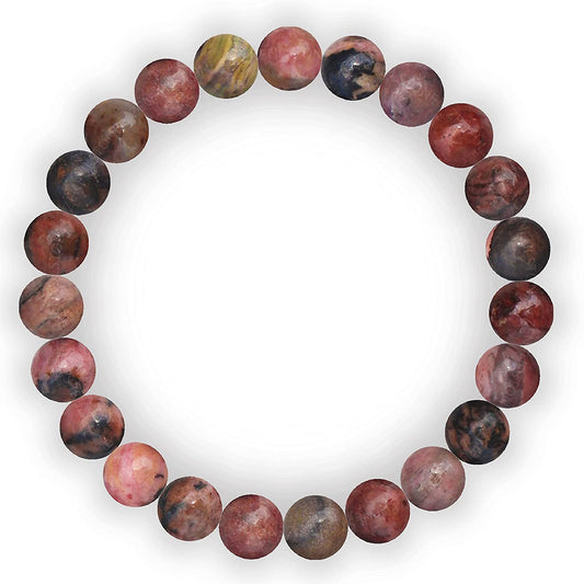 Black Rhodonite Natural Gemstone Reiki Healing Crystals Handmade 8mm Round Beads Stretch Bracelet for Women & Men | Spiritual Gift | Mother's day Gift | Adjustable size Crystal Bracelet for Women