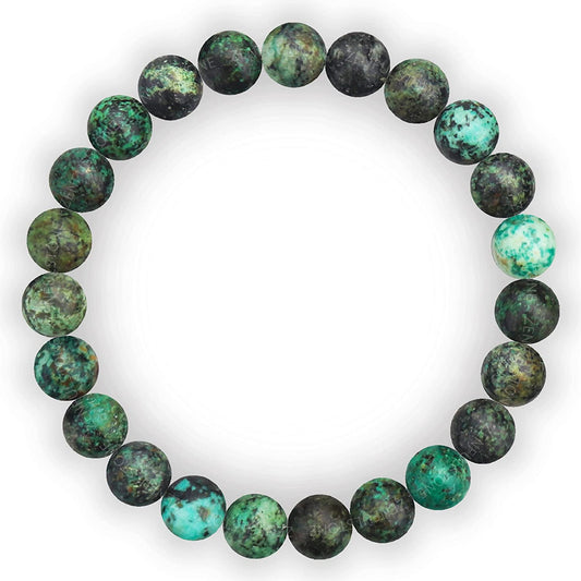 African Turquoise Natural Gemstone Reiki Healing Crystals Handmade 8mm Round Beads Stretch Bracelet for Women & Men | Spiritual Gift | Mother's day Gift | Adjustable size Crystal Bracelet for Women