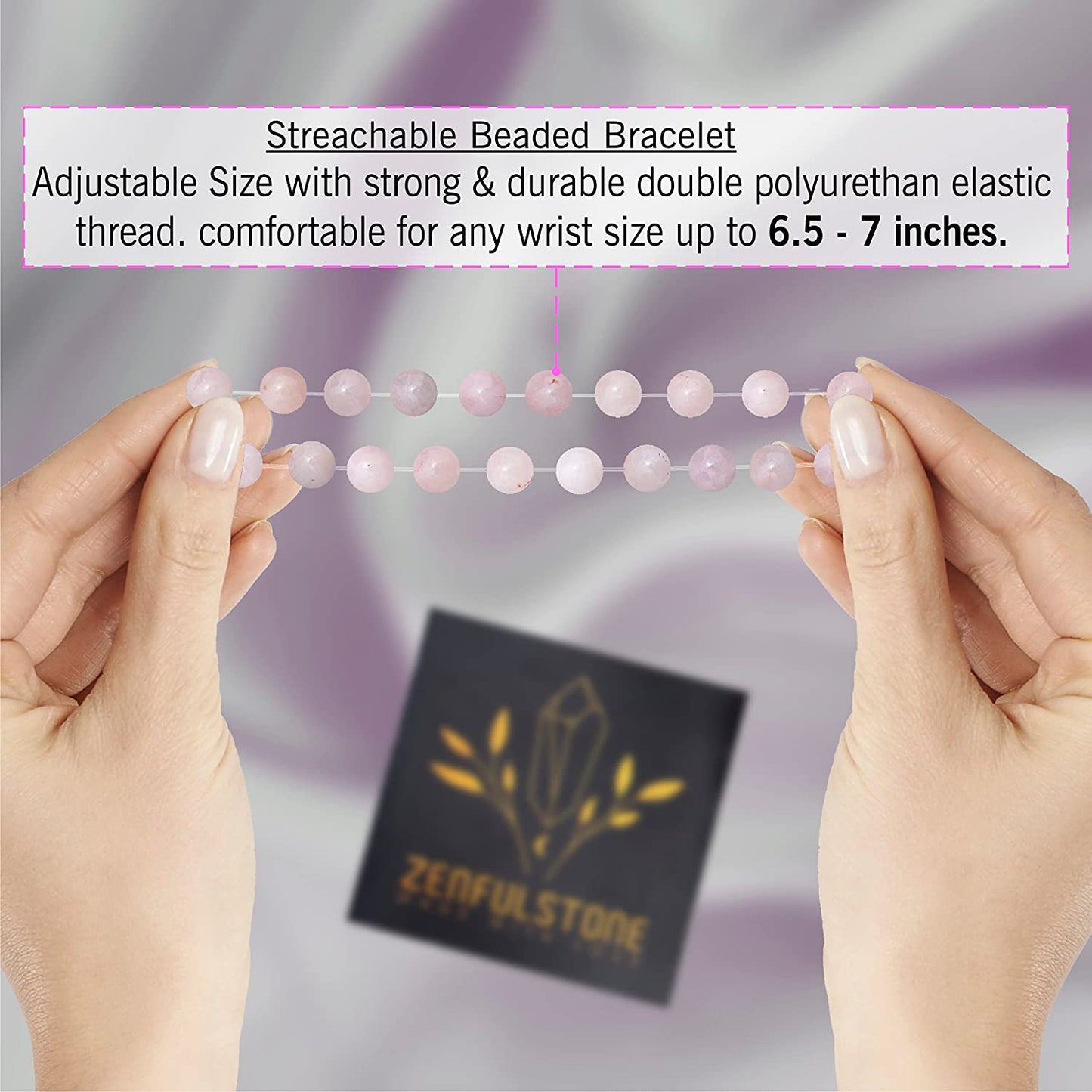 Rose Quartz Natural Gemstone Reiki Healing Crystals Handmade 8mm Round Beads Stretch Bracelet for Women & Men | Spiritual Gift | Mother's day Gift | Adjustable size Crystal Bracelet for Women