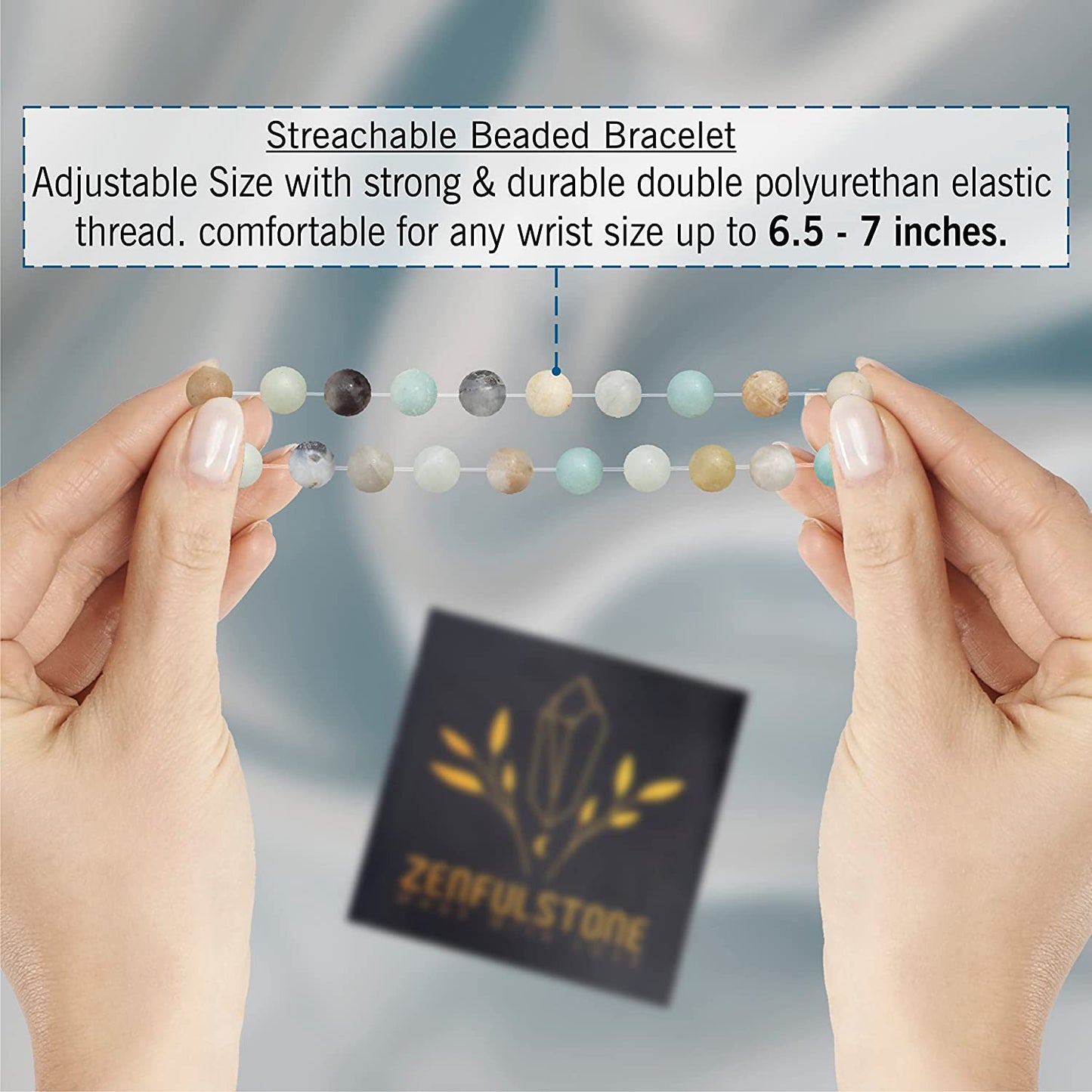 Amazonite Natural Gemstone Reiki Healing Crystals Handmade 8mm Round Beads Stretch Bracelet for Women & Men | Spiritual Gift | Mother's day Gift | Adjustable size Crystal Bracelet for Women