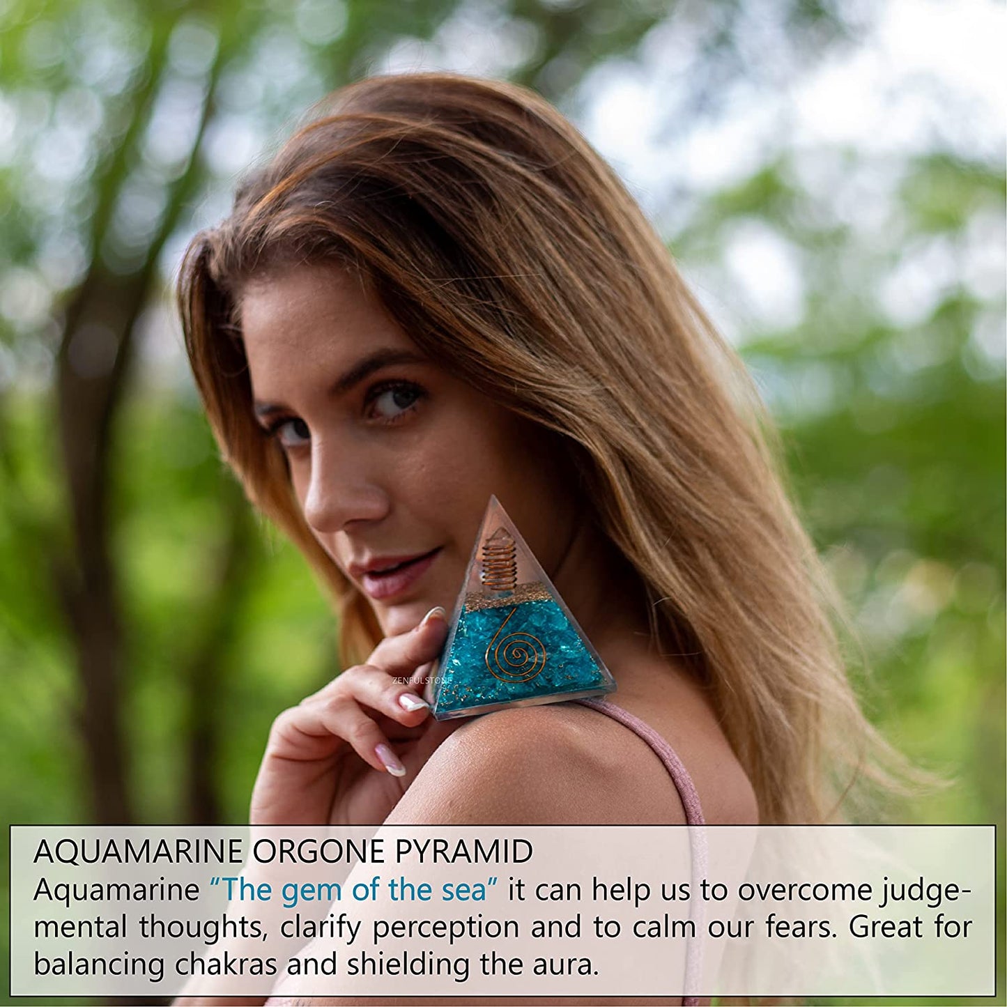 Aquamarine Orgone Pyramid for Joy & Happiness