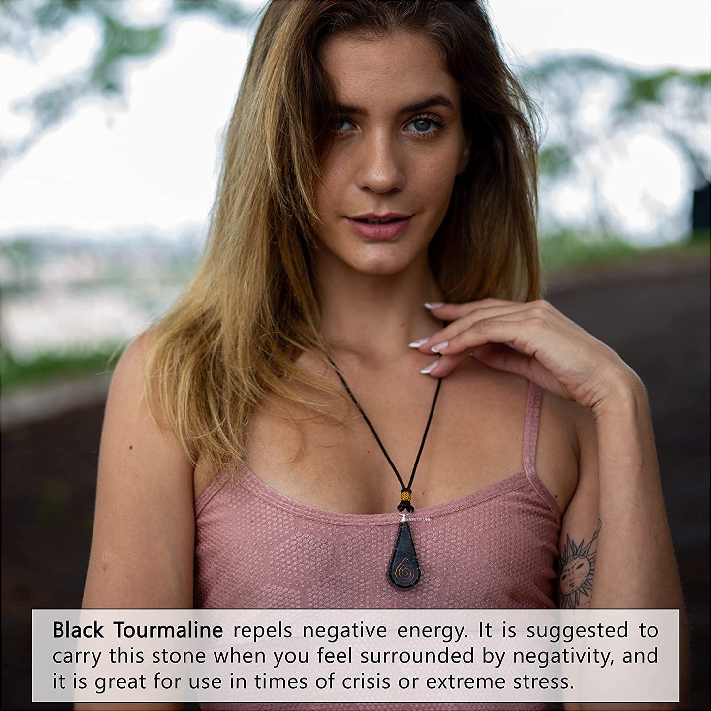 Black Tourmaline Chakra Orgonite Drop Pendant for Chakra Balance Deep Meditation Inner Mind Healing Empowerment, Powerful Orgone Energy Generator & Reiki Healing Protection Pendant