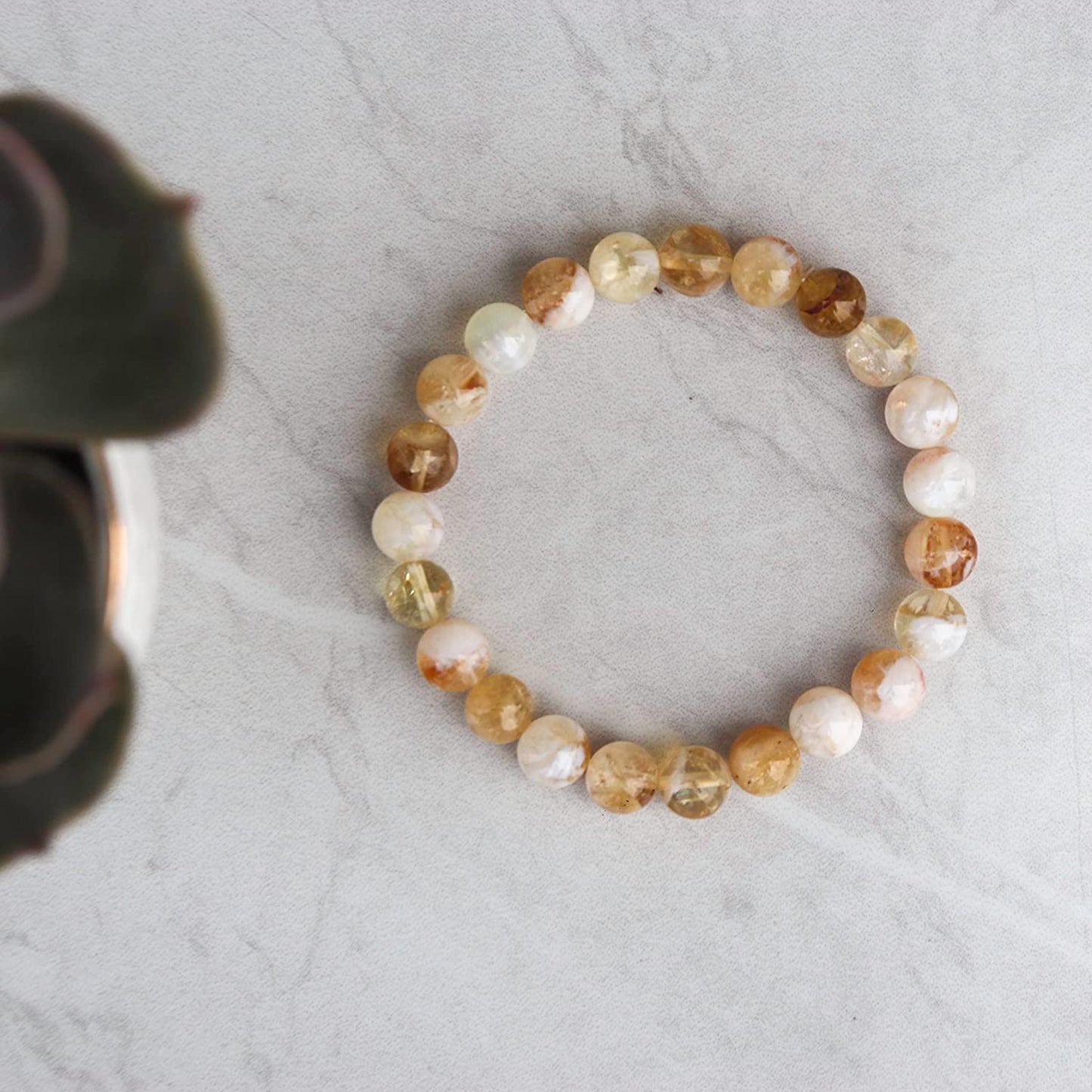 Citrine Natural Gemstone Reiki Healing Crystals Handmade 8mm Round Beads Stretch Bracelet for Women & Men | Spiritual Gift | Mother's day Gift | Adjustable size Crystal Bracelet for Women