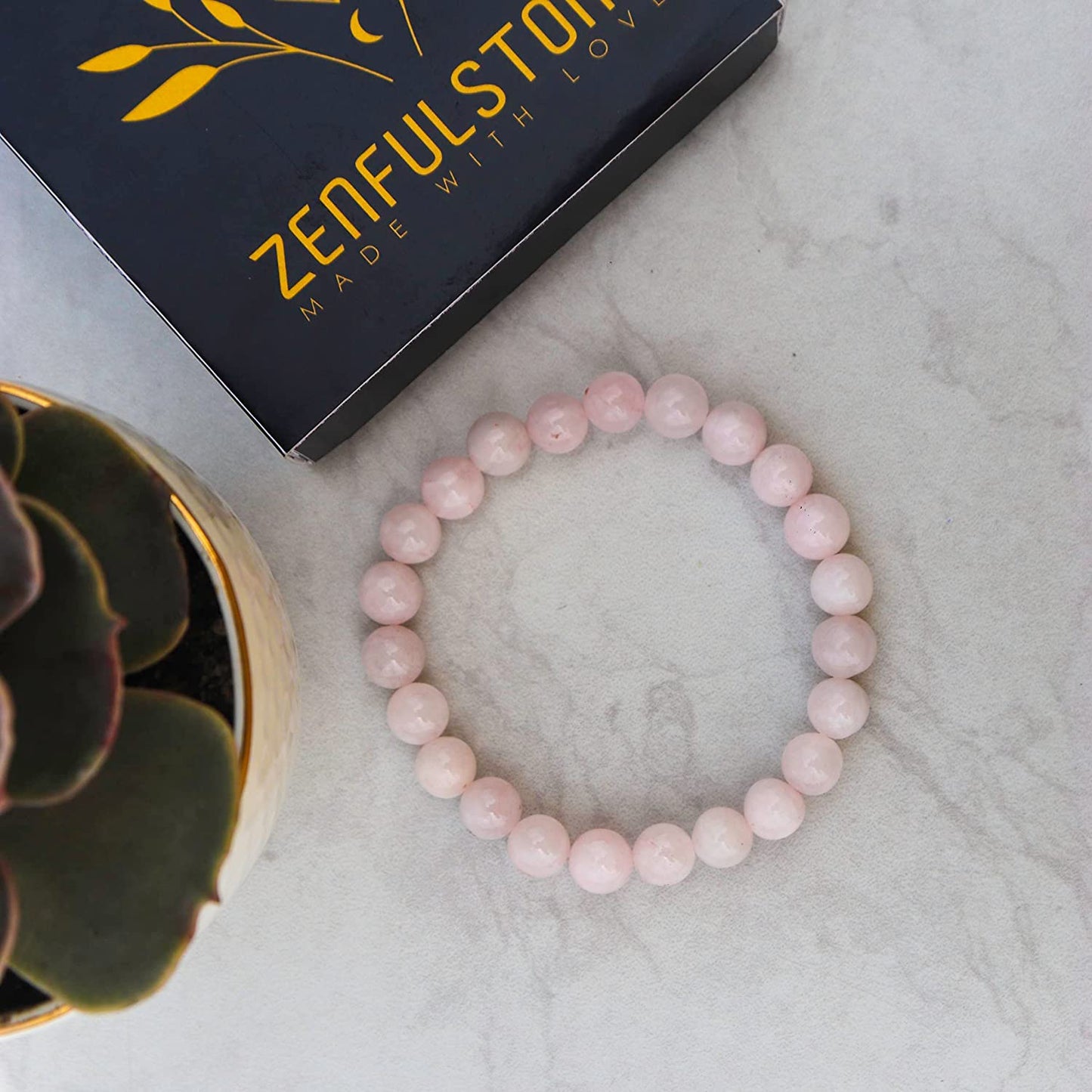 Rose Quartz Natural Gemstone Reiki Healing Crystals Handmade 8mm Round Beads Stretch Bracelet for Women & Men | Spiritual Gift | Mother's day Gift | Adjustable size Crystal Bracelet for Women