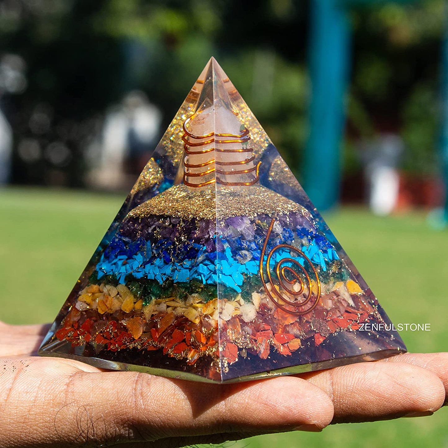 7 Chakra Orgone Pyramid for E-Energy Protection & Healing
