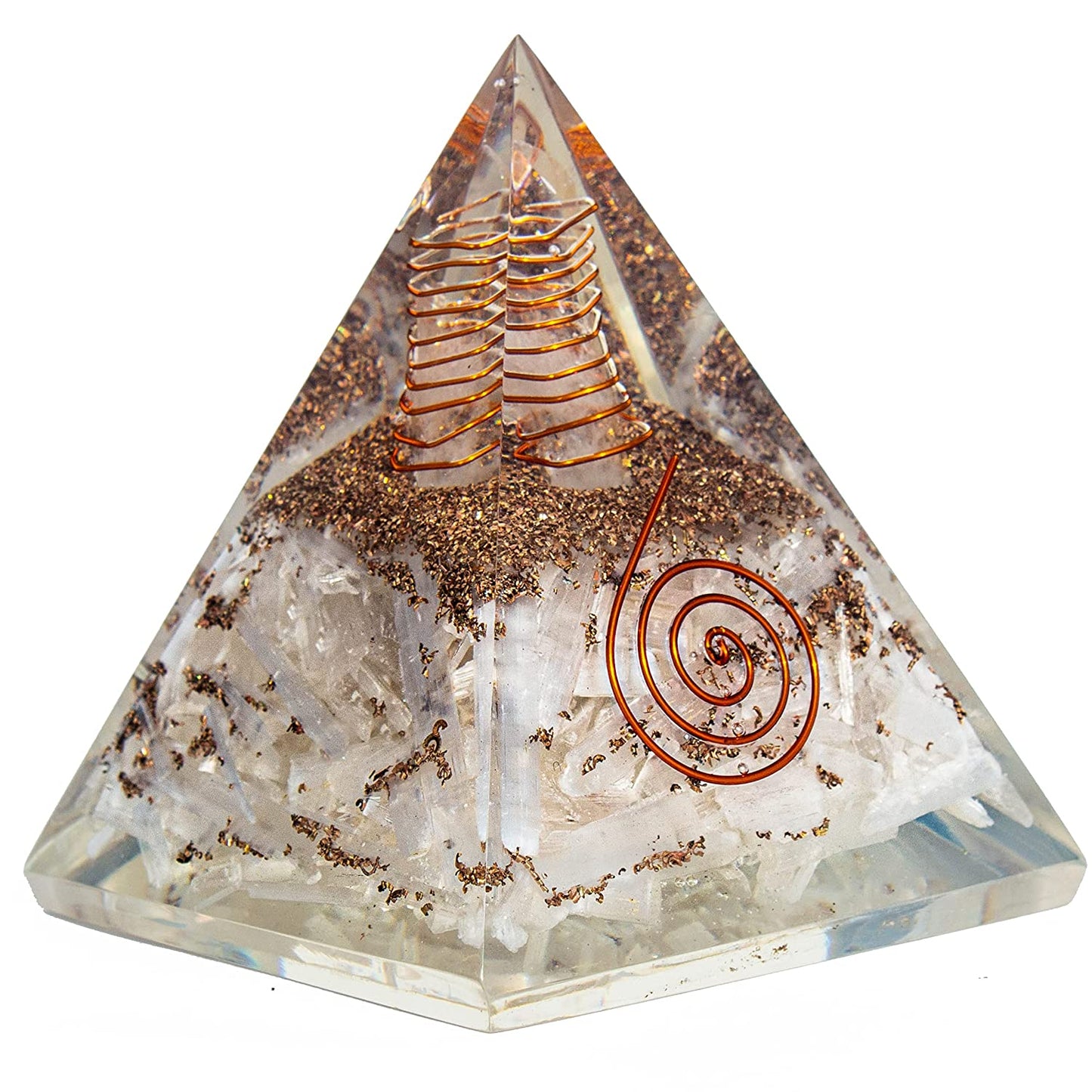Selenite Orgone Pyramid for Clarity, Emotional Healing, Spiritual Connection
