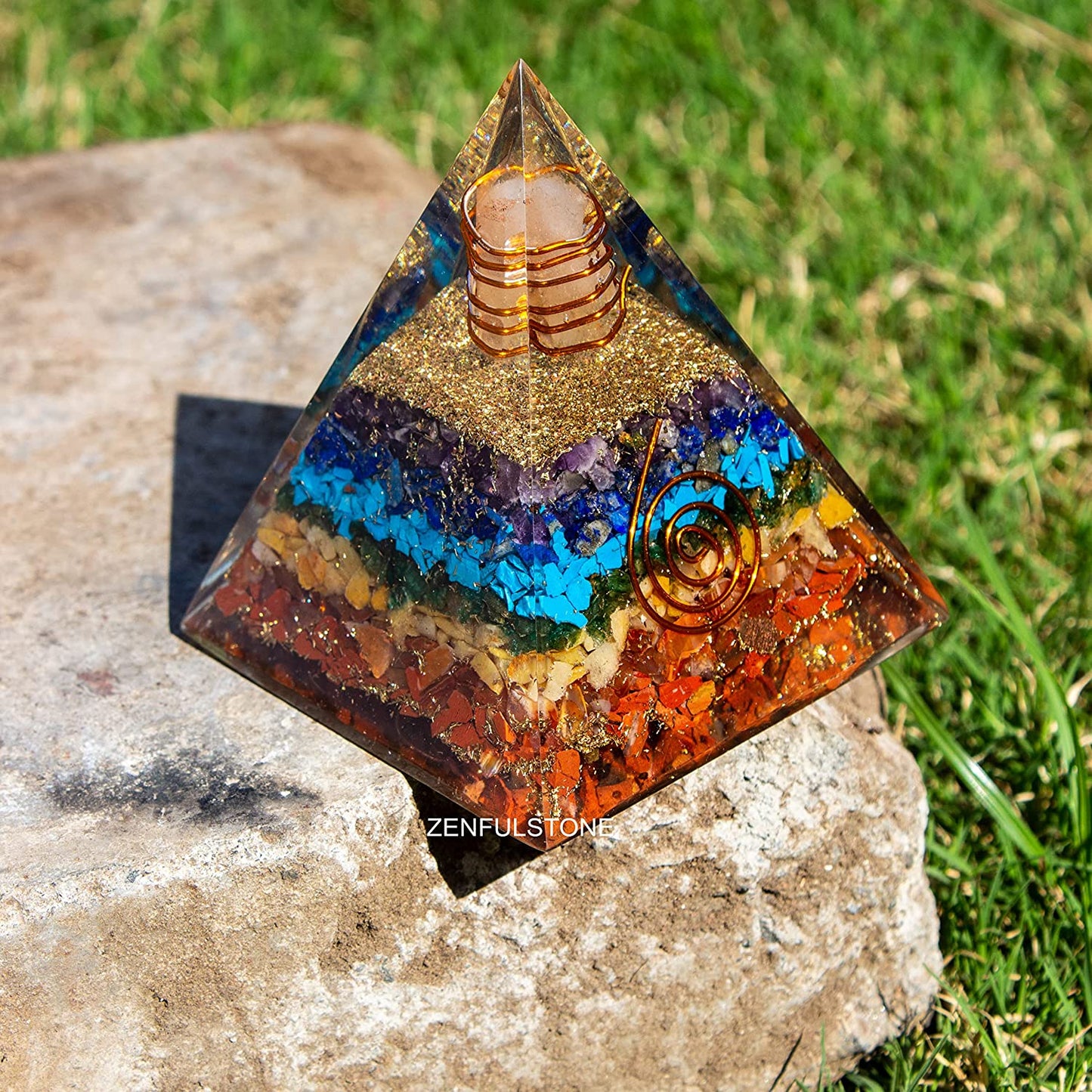 7 Chakra Orgone Pyramid for E-Energy Protection & Healing