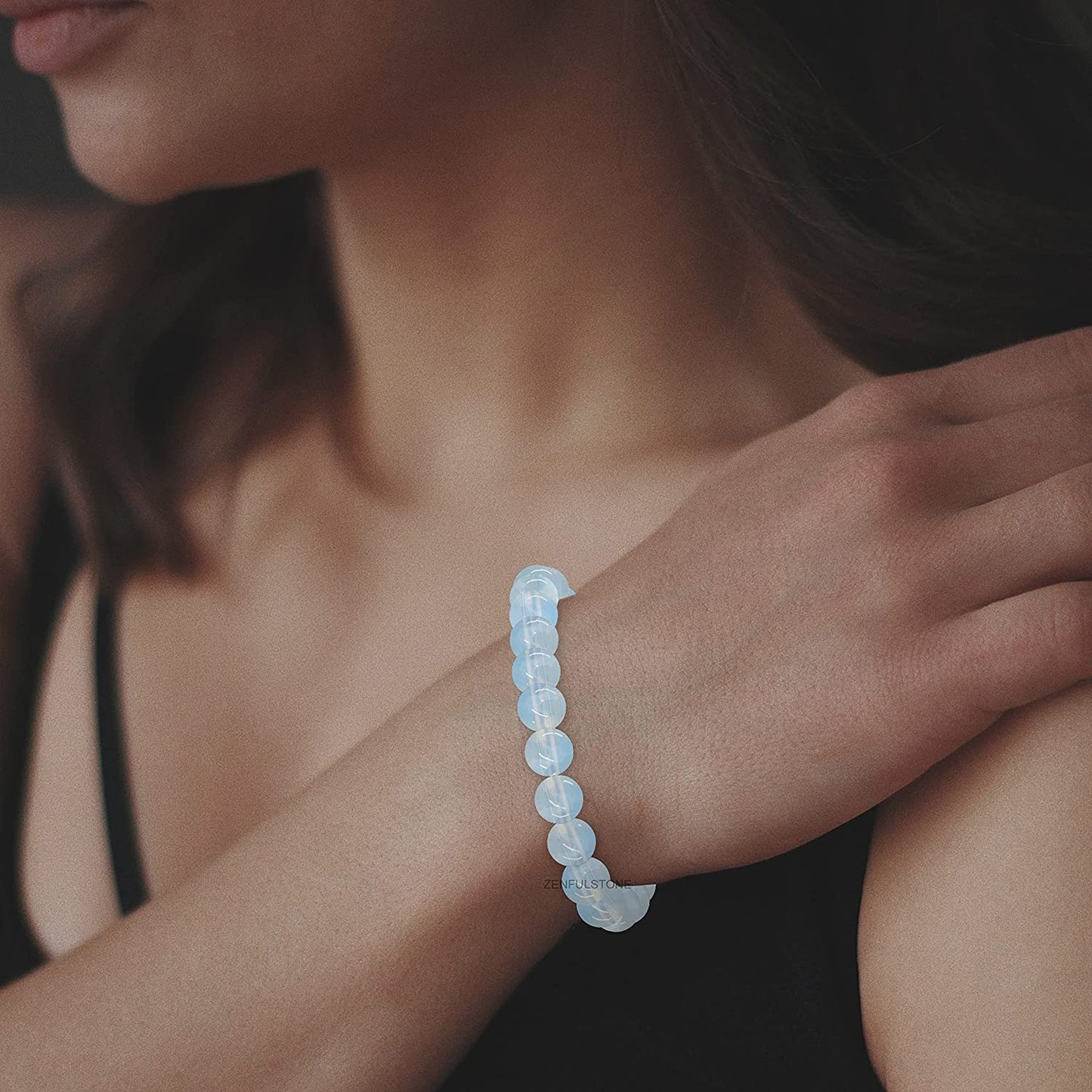 Opalite Natural Gemstone Reiki Healing Crystals Handmade 8mm Round Beads Stretch Bracelet for Women & Men | Spiritual Gift | Mother's day Gift | Adjustable size Crystal Bracelet for Women