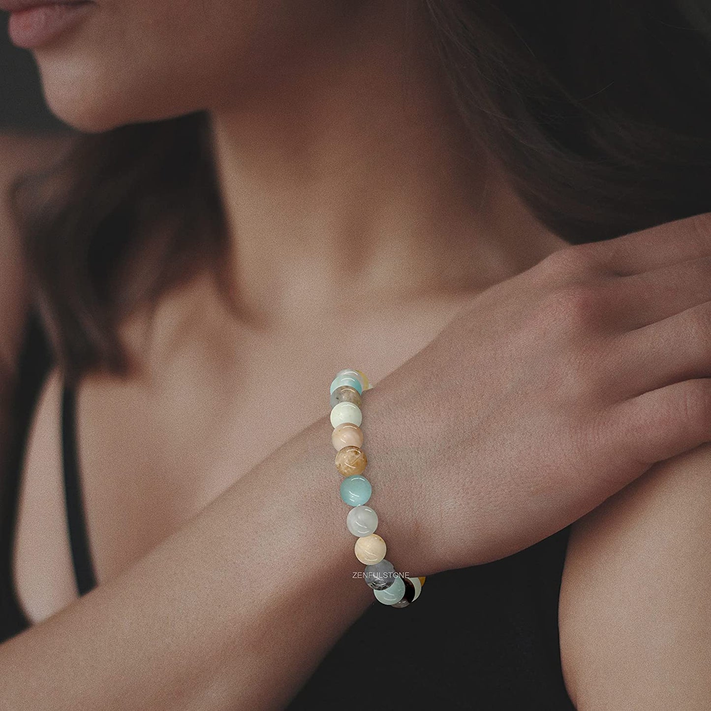 Amazonite Natural Gemstone Reiki Healing Crystals Handmade 8mm Round Beads Stretch Bracelet for Women & Men | Spiritual Gift | Mother's day Gift | Adjustable size Crystal Bracelet for Women