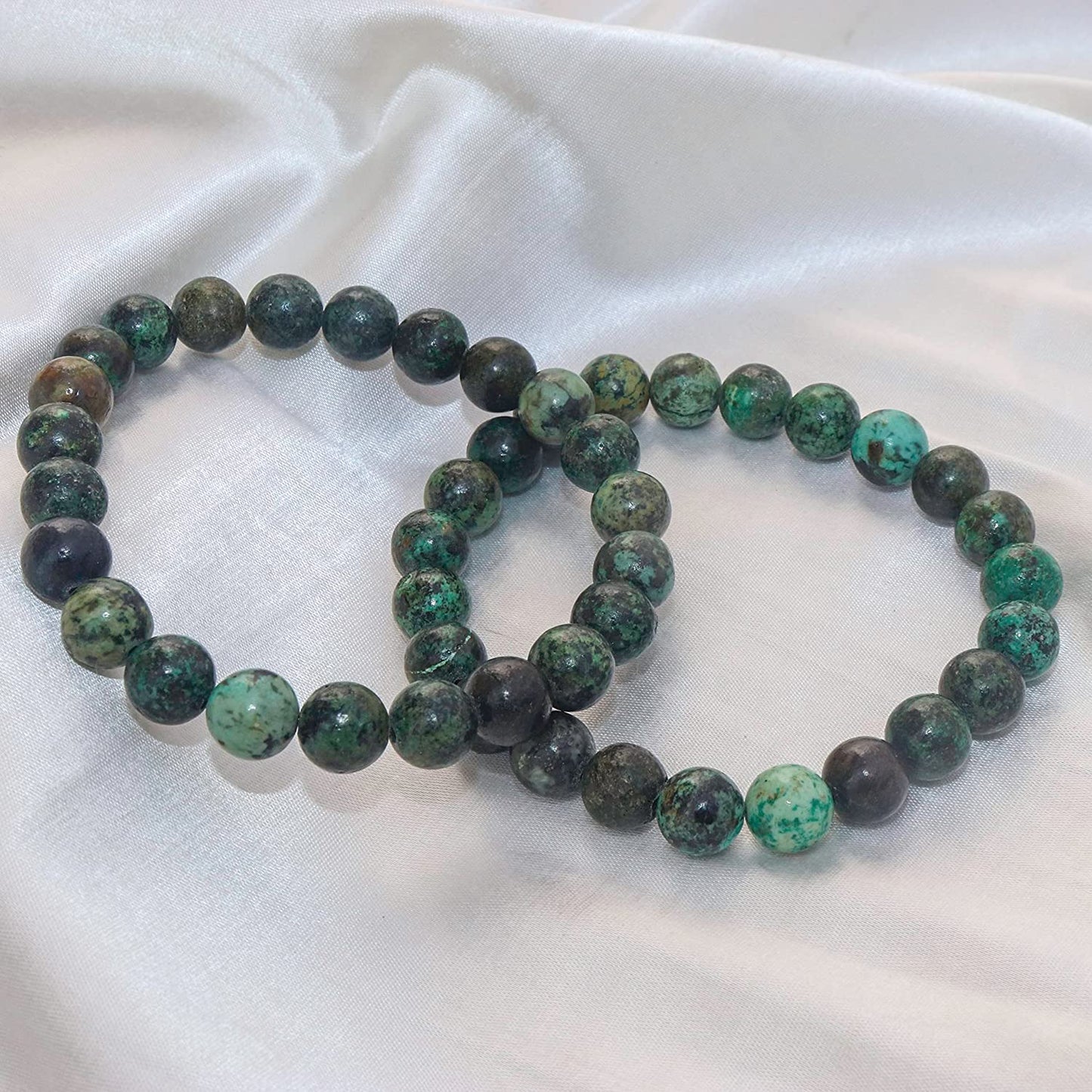 African Turquoise Natural Gemstone Reiki Healing Crystals Handmade 8mm Round Beads Stretch Bracelet for Women & Men | Spiritual Gift | Mother's day Gift | Adjustable size Crystal Bracelet for Women