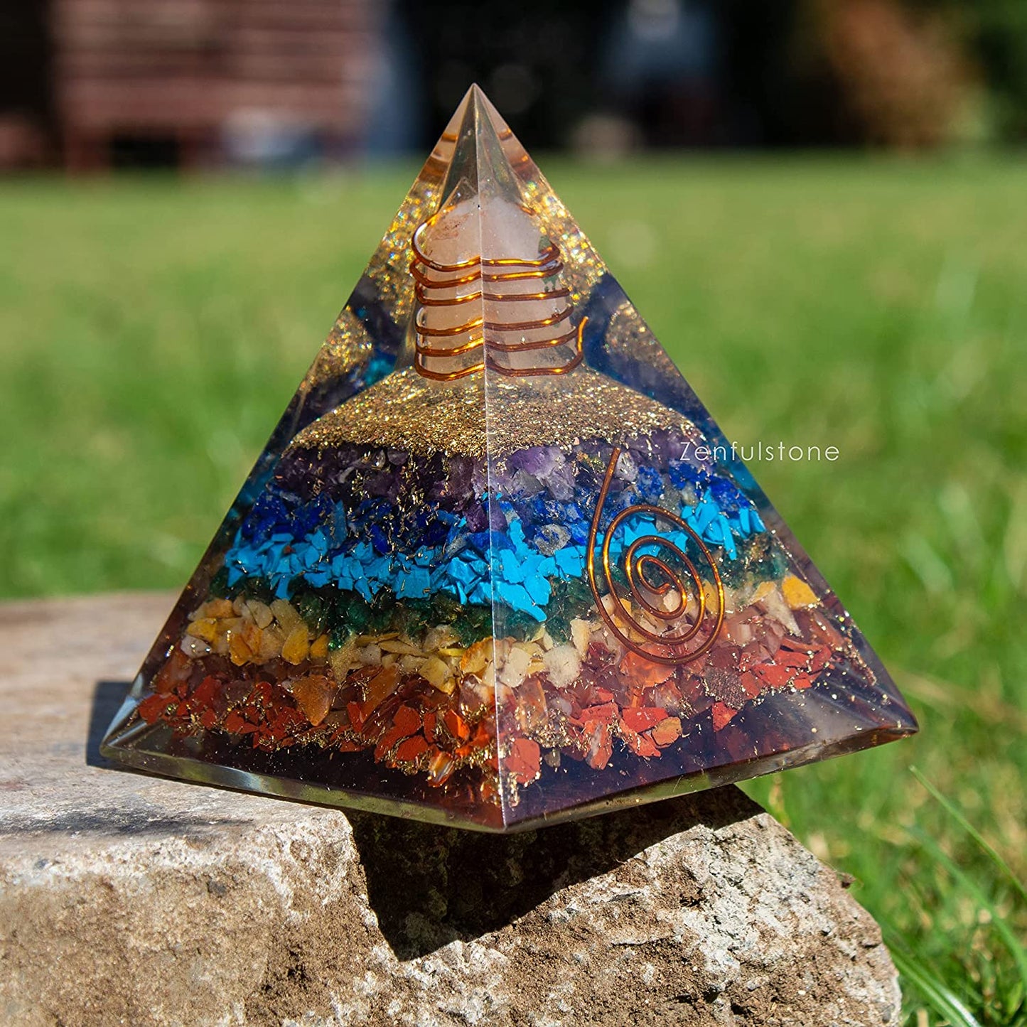 7 Chakra Orgone Pyramid for E-Energy Protection & Healing