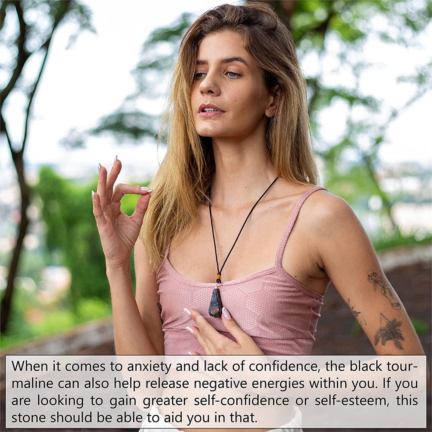 Black Tourmaline Chakra Orgonite Drop Pendant for Chakra Balance Deep Meditation Inner Mind Healing Empowerment, Powerful Orgone Energy Generator & Reiki Healing Protection Pendant