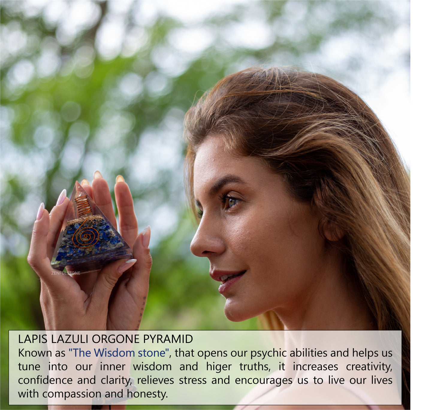 Lapis Lazuli Orgone Pyramid for Wisdom, Harmony, Honest & Self-Awareness