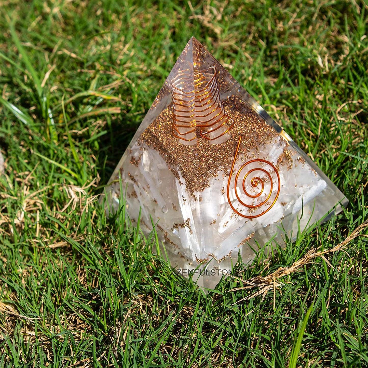 Selenite Orgone Pyramid for Clarity, Emotional Healing, Spiritual Connection