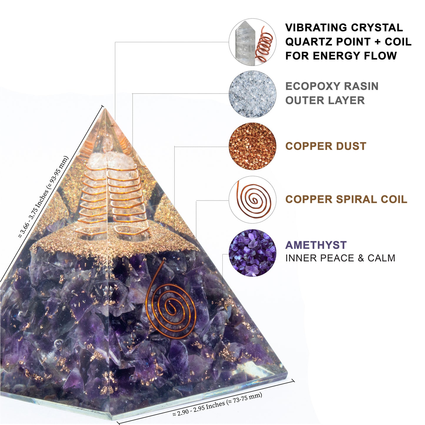 Amethyst Orgone Pyramid for Inner Peace & Calm